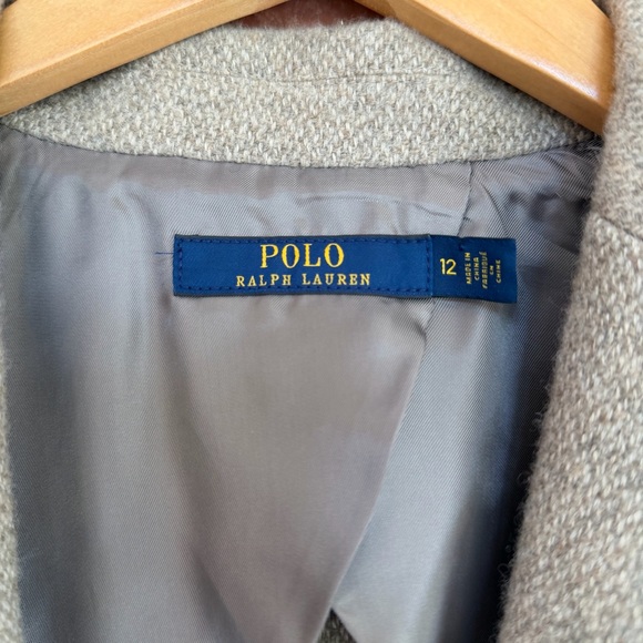 Polo Ralph Lauren Wool‎ Silk Blend Blazer Jacket Beige Tweed Size 12 - Picture 3 of 14